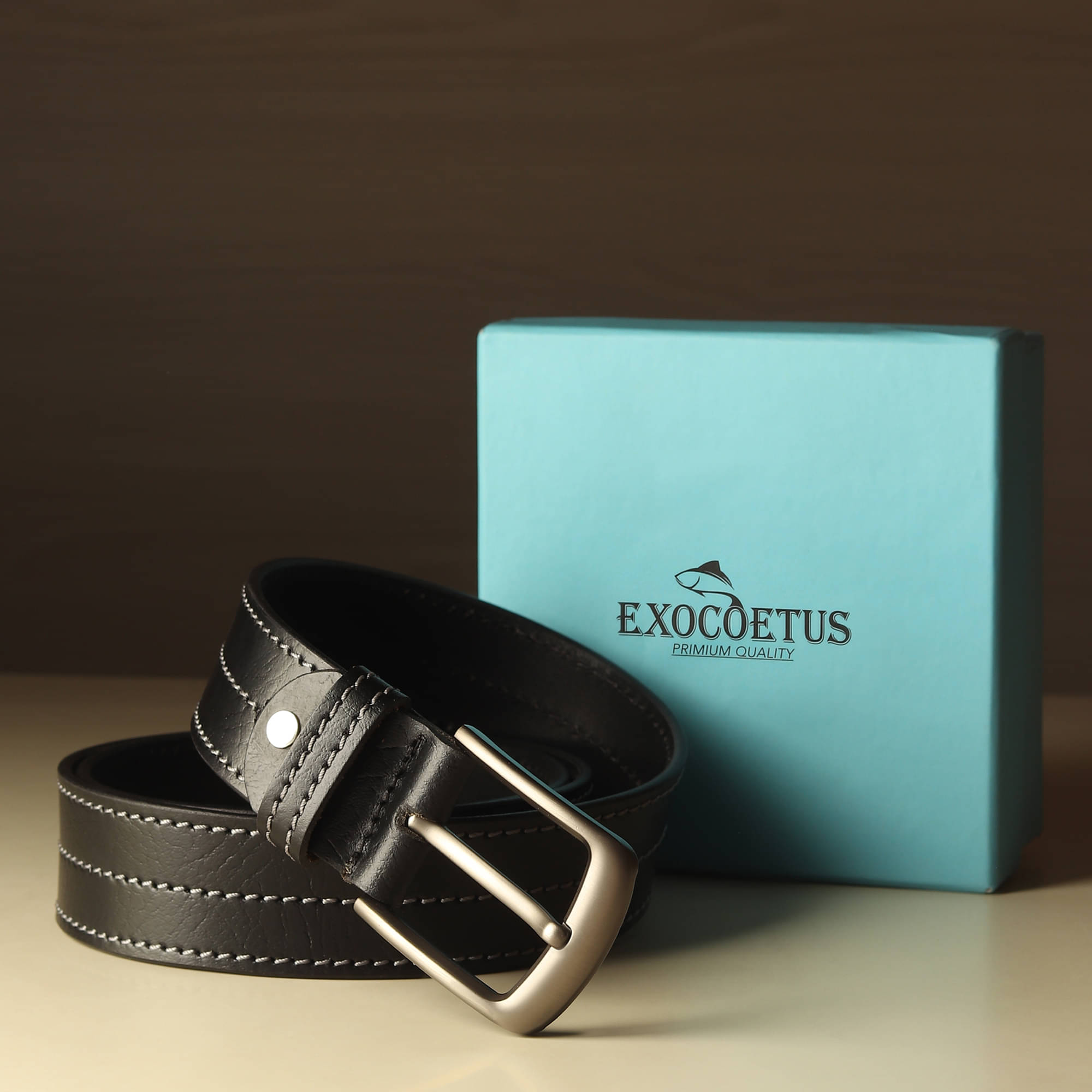     			EXOCOETUS - Black 100% Leather Men's Formal Belt ( Pack of 1 )