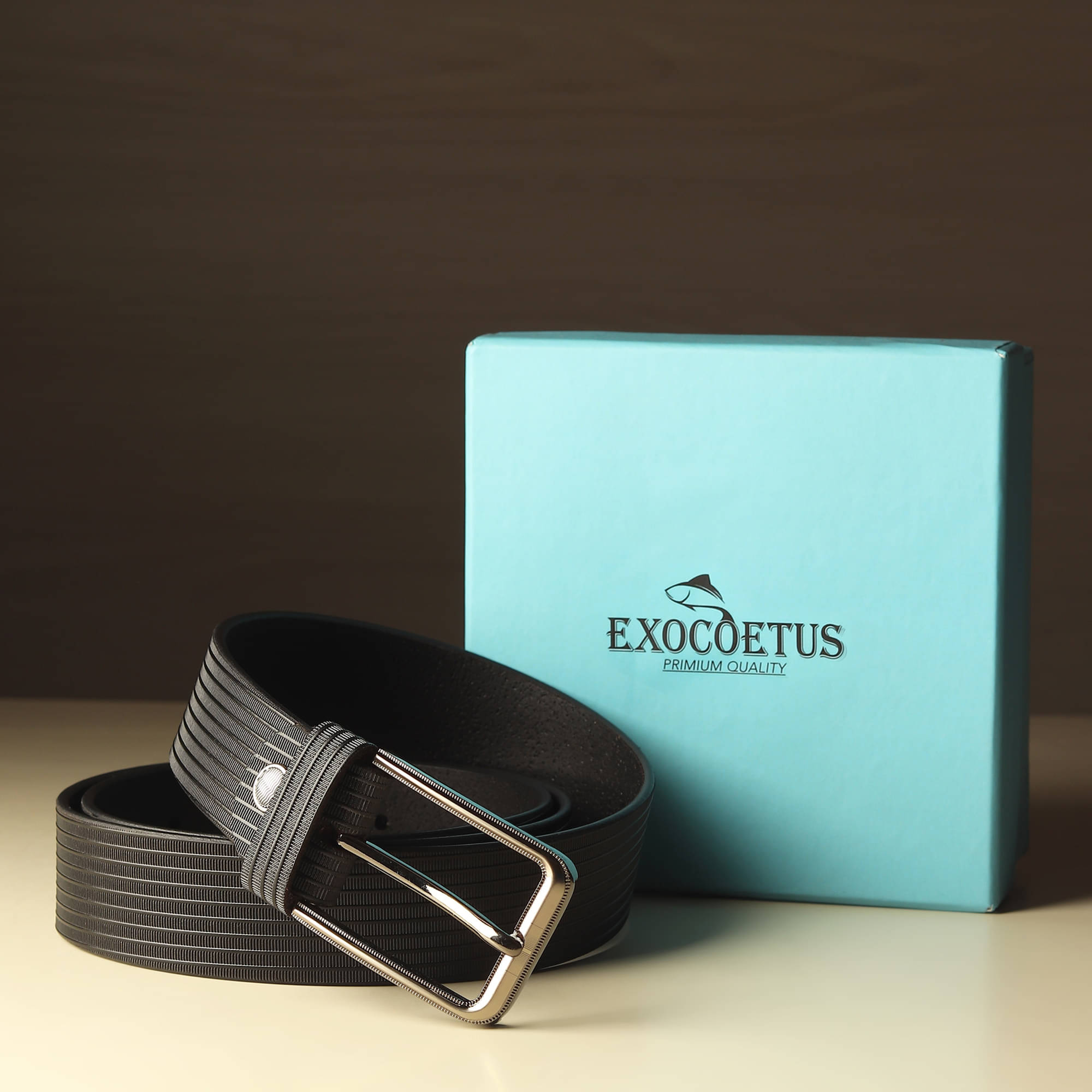 EXOCOETUS - Black 100% Leather Men's Formal Belt ( Pack of 1 ) EXOCOETUS - Black 100% Leather Men's Formal Belt ( Pack of 1 )