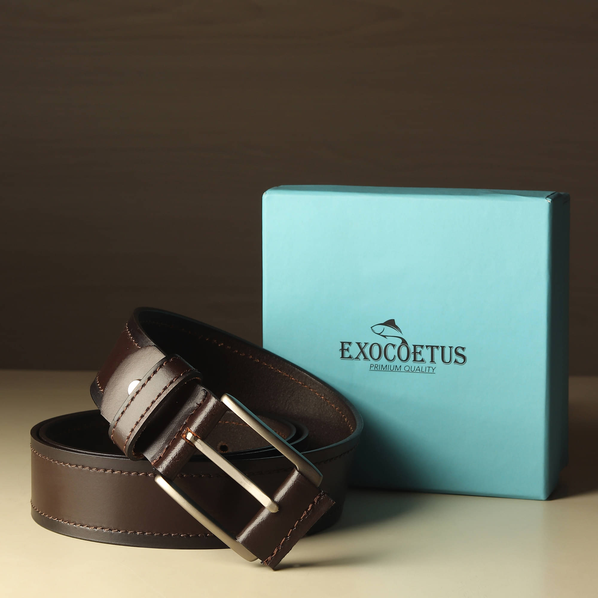     			EXOCOETUS - Brown 100% Leather Men's Formal Belt ( Pack of 1 )