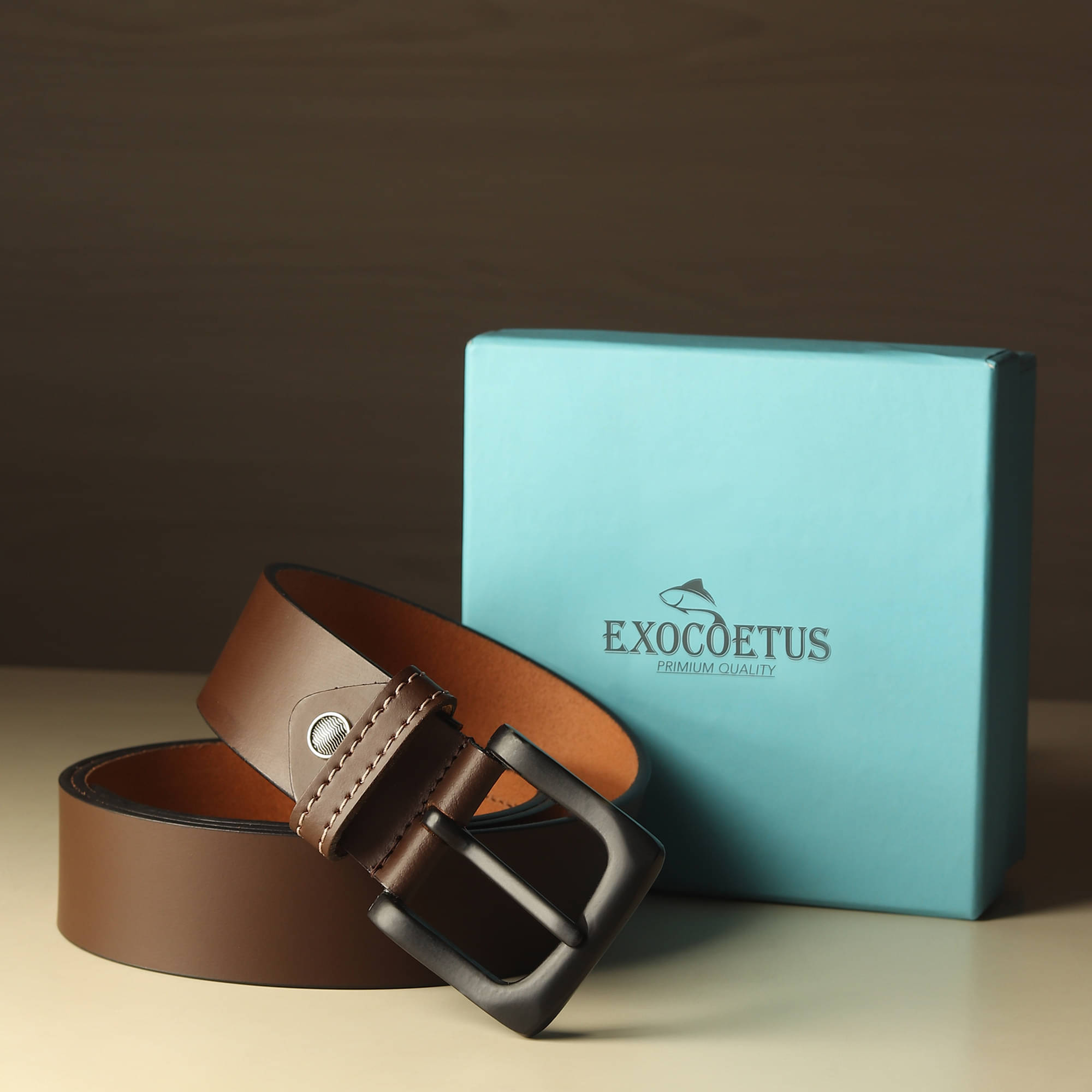 EXOCOETUS - Brown 100% Leather Men's Formal Belt ( Pack of 1 ) EXOCOETUS - Brown 100% Leather Men's Formal Belt ( Pack of 1 )