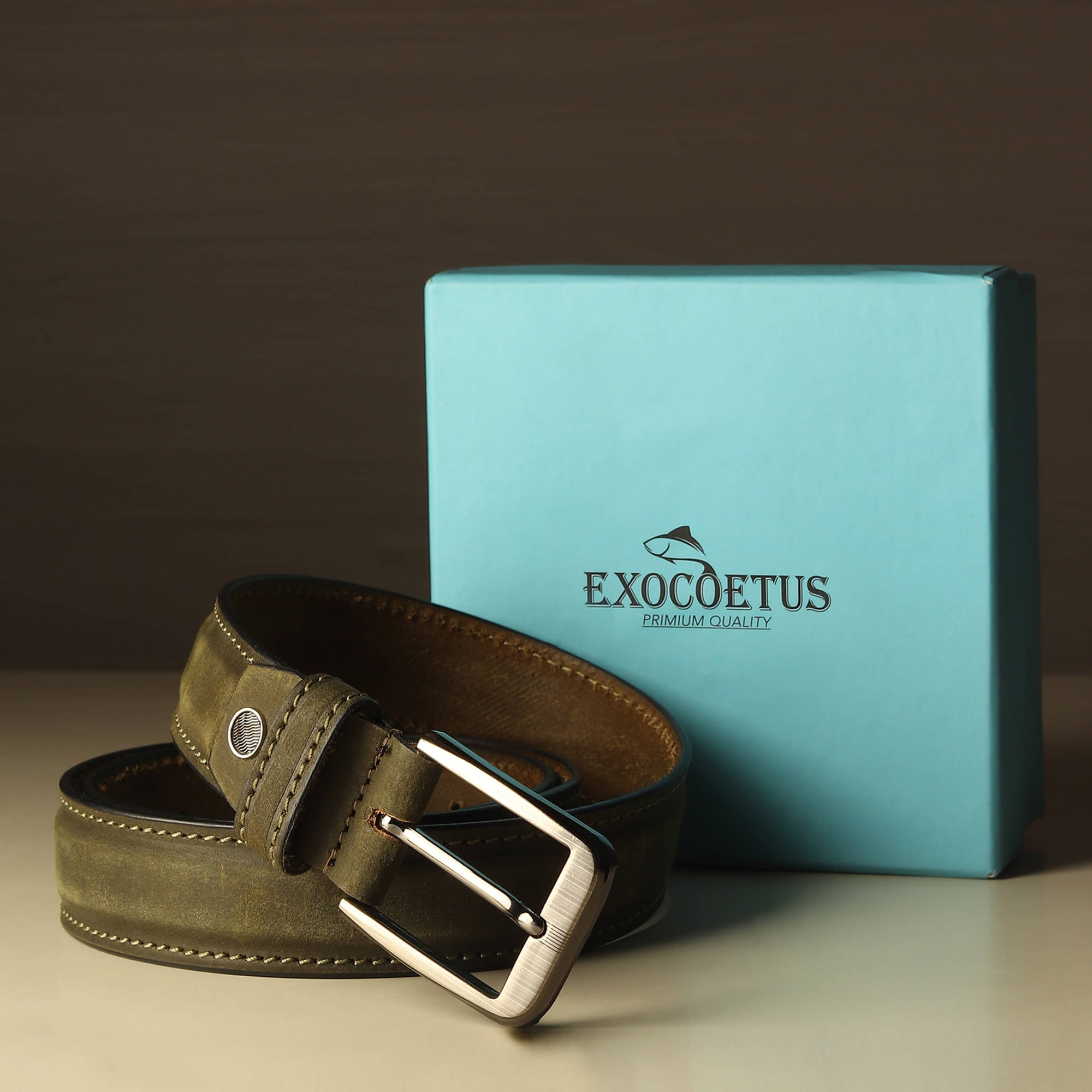     			EXOCOETUS - Green 100% Leather Men's Formal Belt ( Pack of 1 )