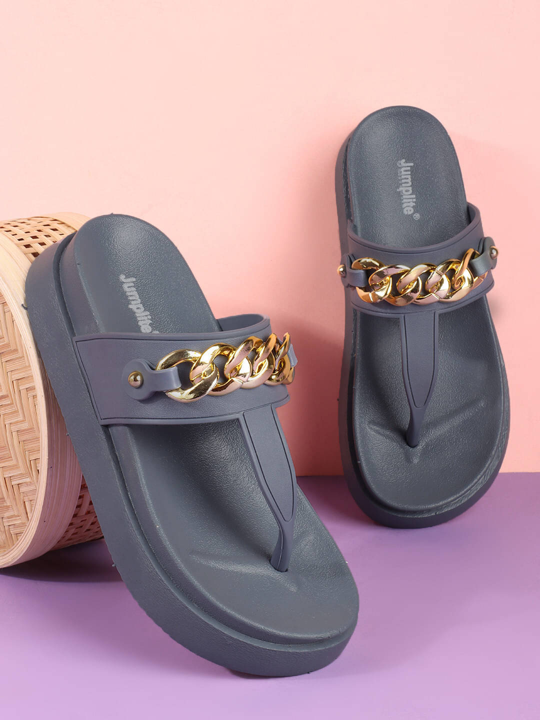     			JUMPLITE Grey Women's Slipper