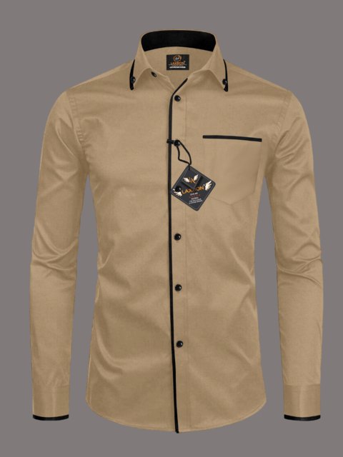     			LAXBON 100% Cotton Regular Fit Solids Full Sleeves Men's Casual Shirt - Beige ( Pack of 1 )