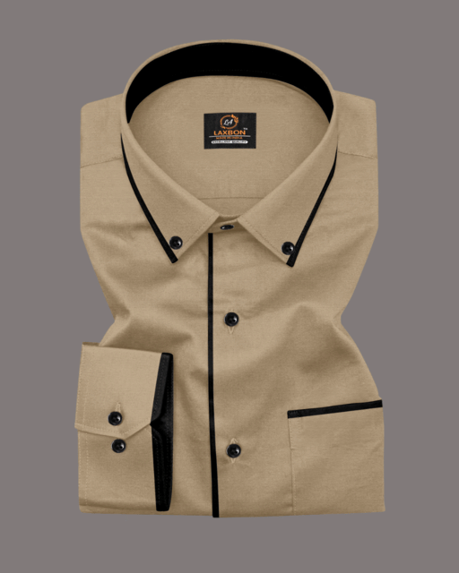     			LAXBON 100% Cotton Regular Fit Solids Full Sleeves Men's Casual Shirt - Beige ( Pack of 1 )