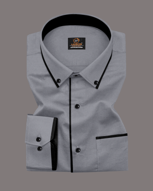     			LAXBON 100% Cotton Regular Fit Solids Full Sleeves Men's Casual Shirt - Grey ( Pack of 1 )