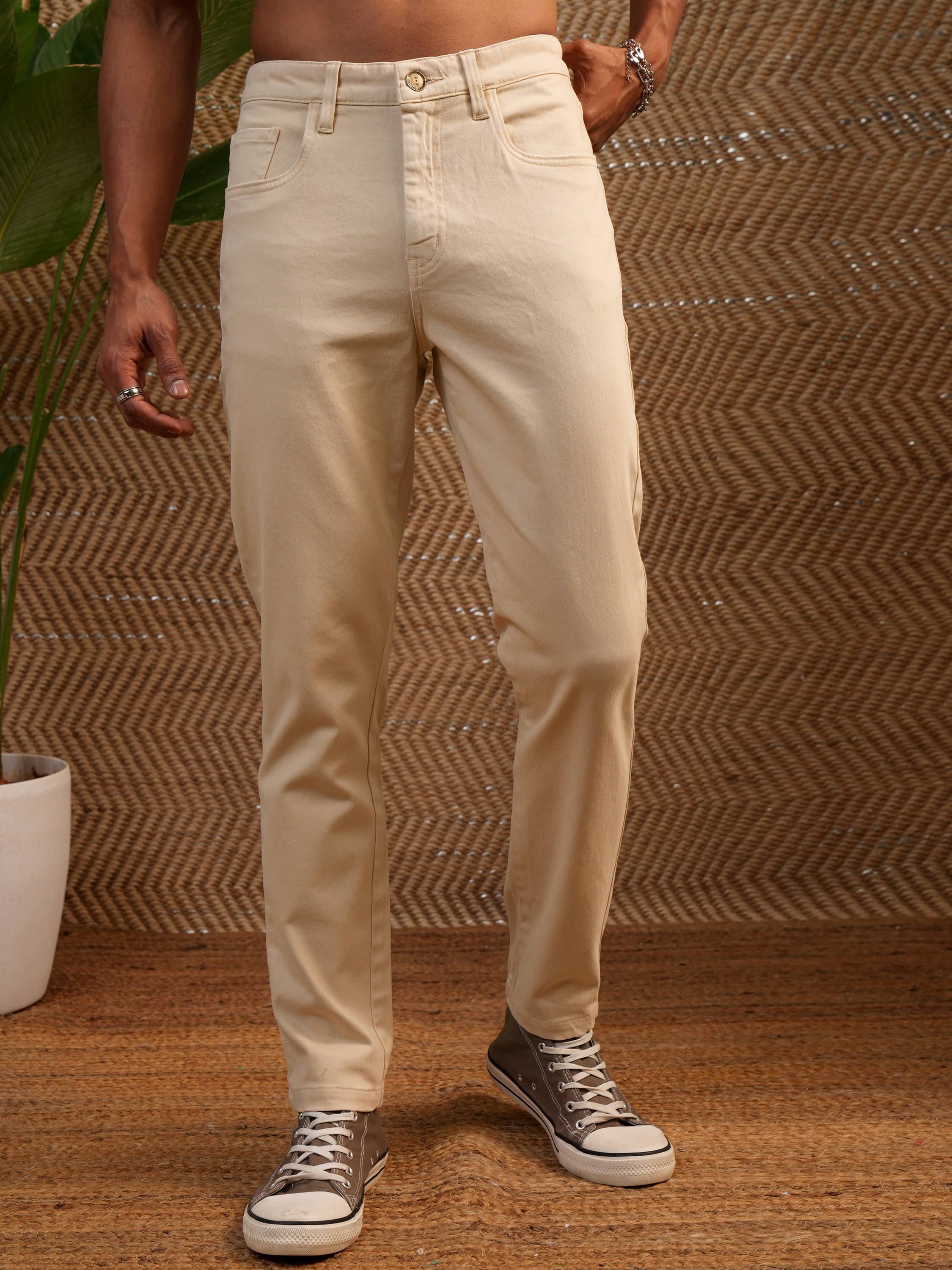     			Locomotive Tapered Flat Men's Chinos - White ( Pack of 1 )