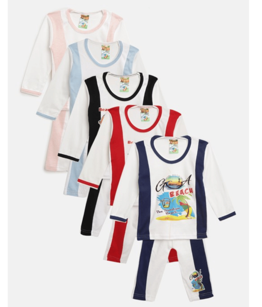     			MANZONE Pack of 5 Boys Cotton T-Shirt & Pants Set ( Multicolor )
