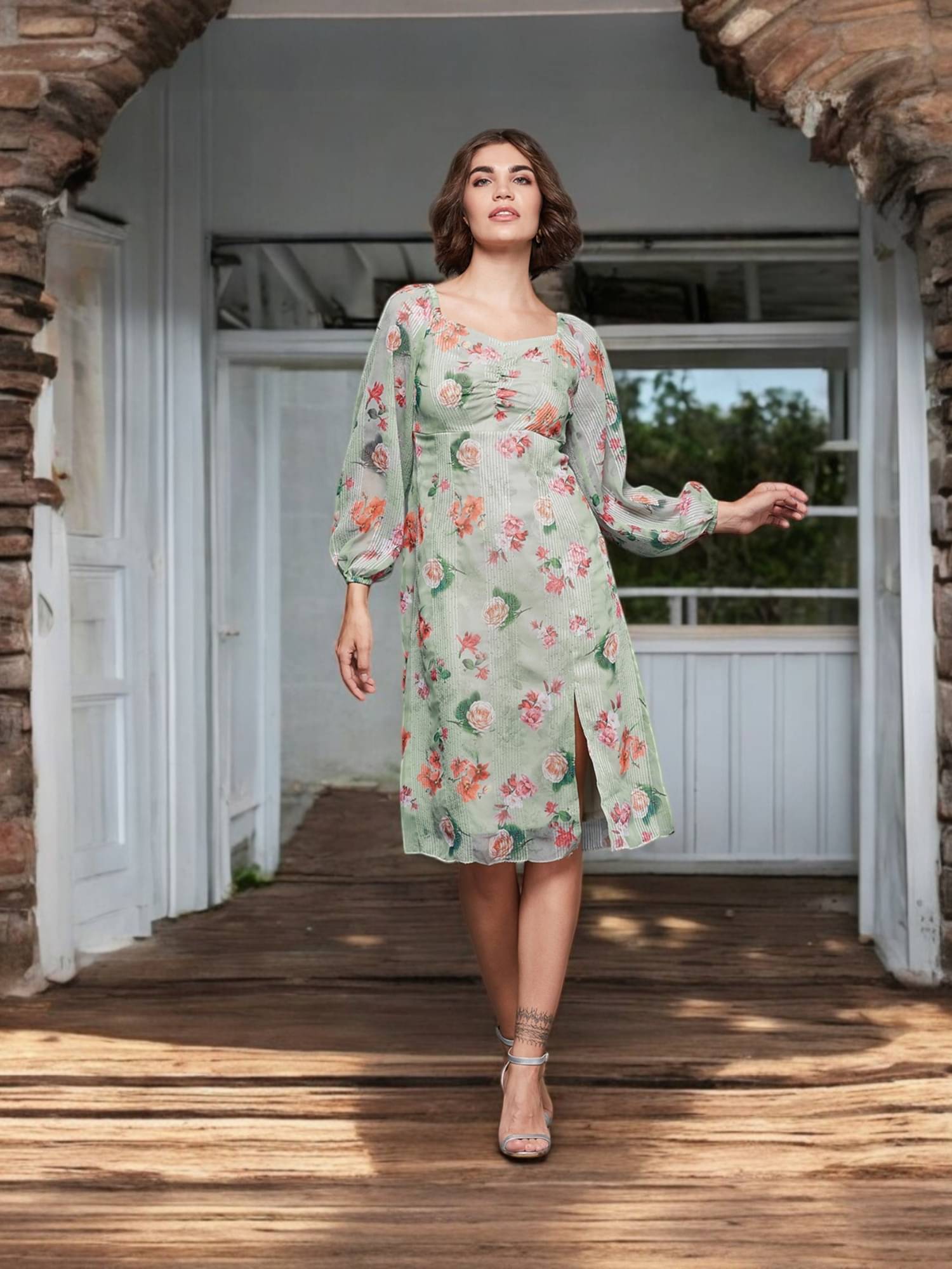 Miss Chase Women Georgette Printed A-line Dress ( Multicolor )     			Miss Chase Women Georgette Printed A-line Dress ( Multicolor )