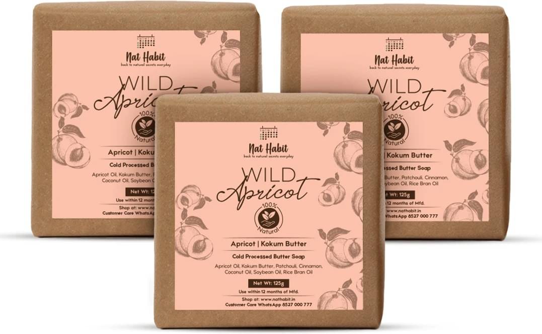 Nat Habit Wild Apricot Soap - Protects Natural Oils, Fights Aging & Clears Blemishes (3 x 125 g) Nat Habit Wild Apricot Soap - Protects Natural Oils, Fights Aging & Clears Blemishes (3 x 125 g)