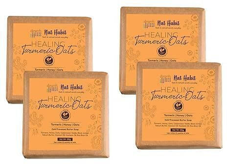     			Nat Habit Healing Turmeric Bathing Soap - Clears Uneven Skin Tone, Speeds Up Skin Repair (4 x 125 g)