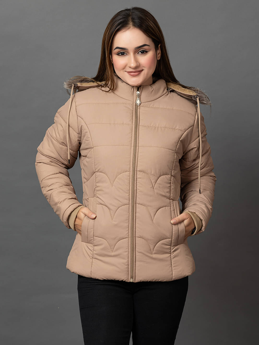     			RIGHT DECISION - Nylon Brown Quilted/Padded Jackets Pack of 1