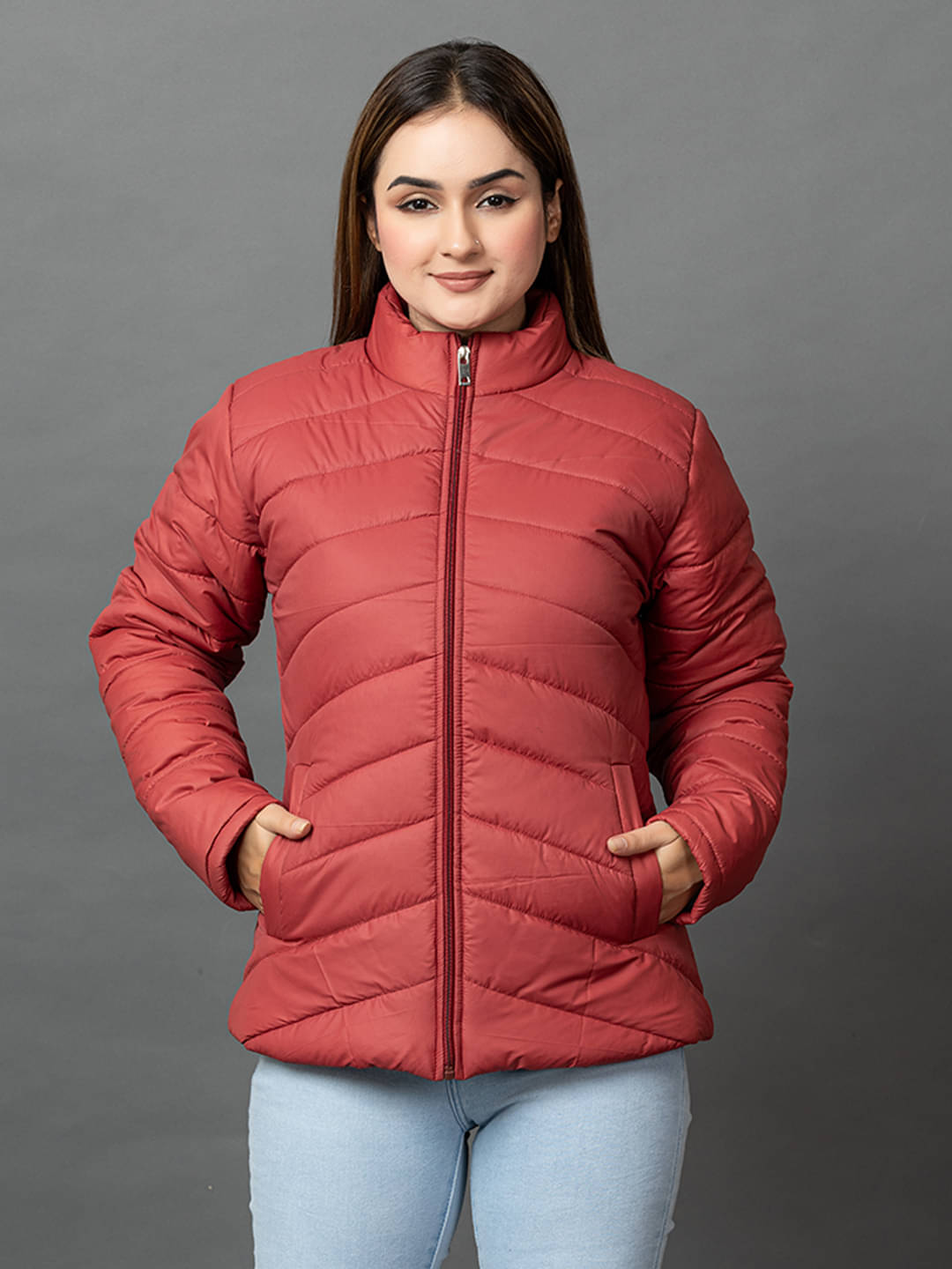     			RIGHT DECISION - Nylon Maroon Quilted/Padded Jackets Pack of 1
