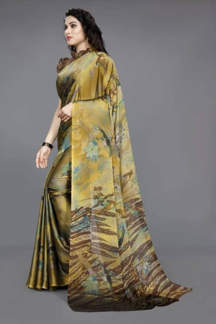     			SAREEYA16 Chiffon Printed Regular Saree With Unstitched Blouse Piece ( Multicolor )