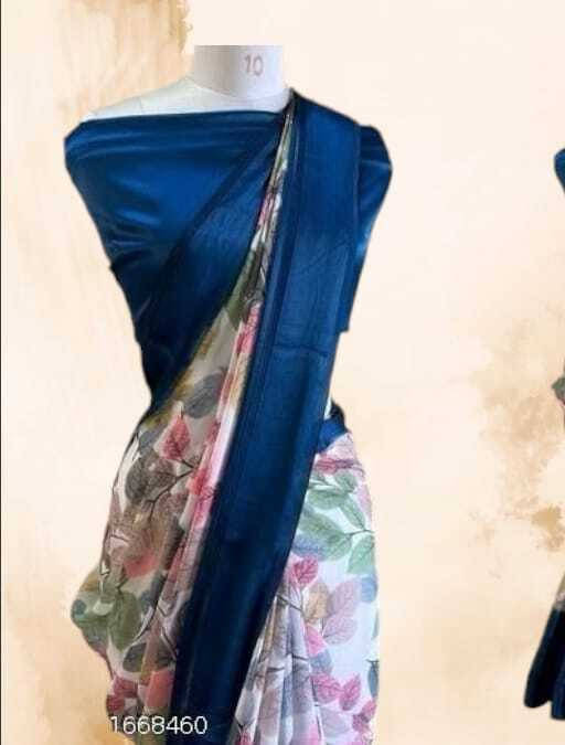 SAREEYA16 Cotton Blend Printed Regular Saree With Unstitched Blouse Piece ( Navy Blue ) SAREEYA16 Cotton Blend Printed Regular Saree With Unstitched Blouse Piece ( Navy Blue )