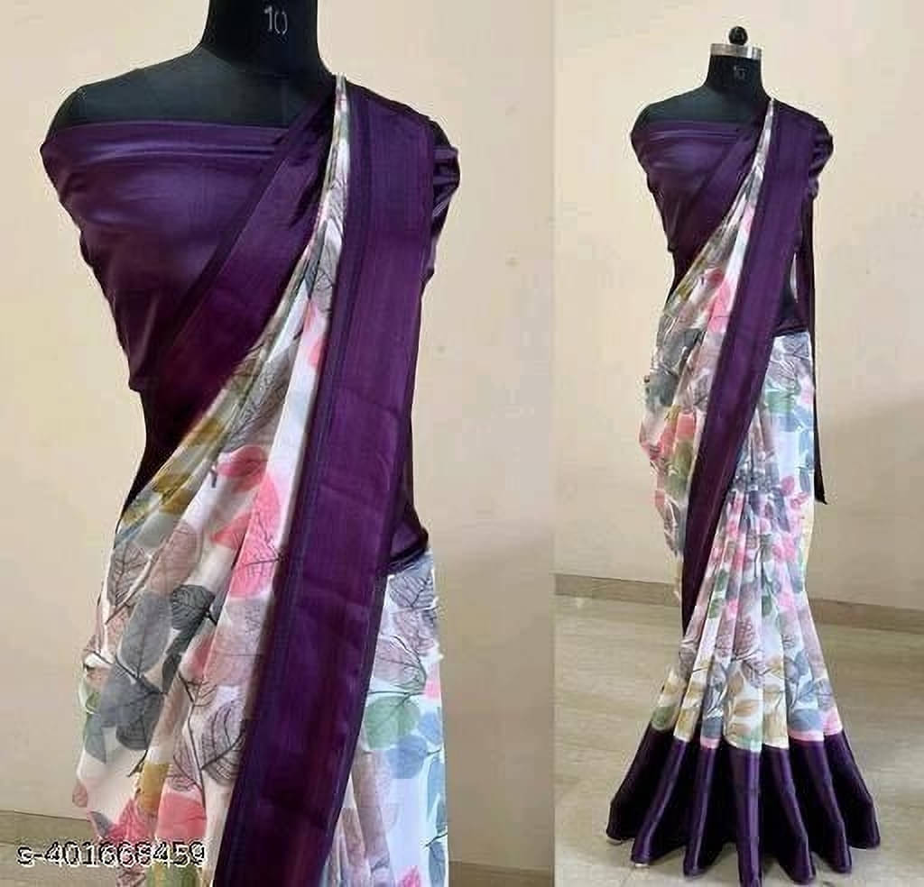 SAREEYA16 Georgette Printed Regular Saree With Unstitched Blouse Piece ( Purple ) SAREEYA16 Georgette Printed Regular Saree With Unstitched Blouse Piece ( Purple )