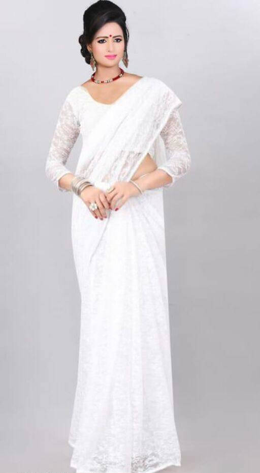     			SAREEYA16 Net Self Design Kanjeevaram Sarees With Unstitched Blouse Piece ( White )