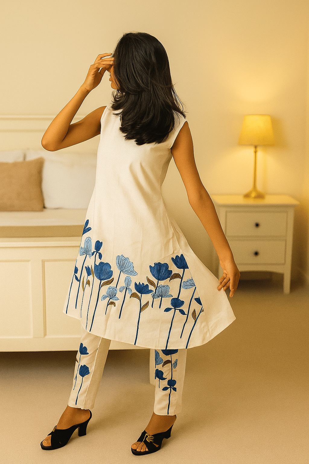     			Shiksha Fashion Women Self Design Tunic With Palazzos Co-Ord Set ( Blue )