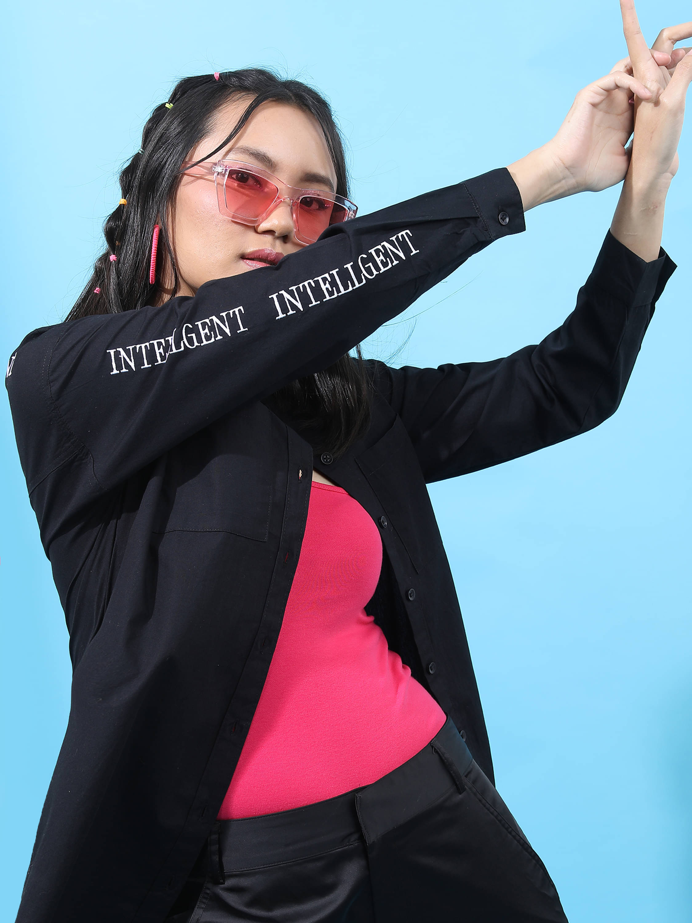     			Tokyo Talkies Women Printed Cotton Shirt ( Black )