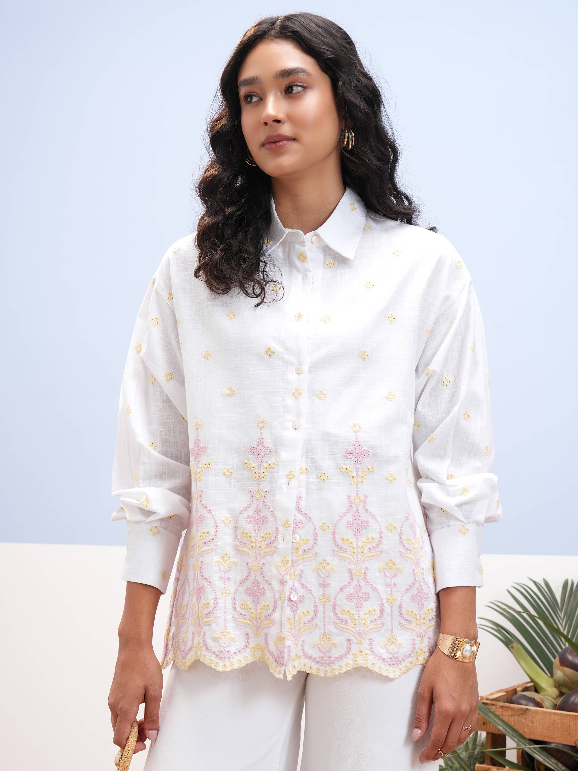 Vishudh Women Self Design Cotton Shirt ( Multi Color )     			Vishudh Women Self Design Cotton Shirt ( Multi Color )