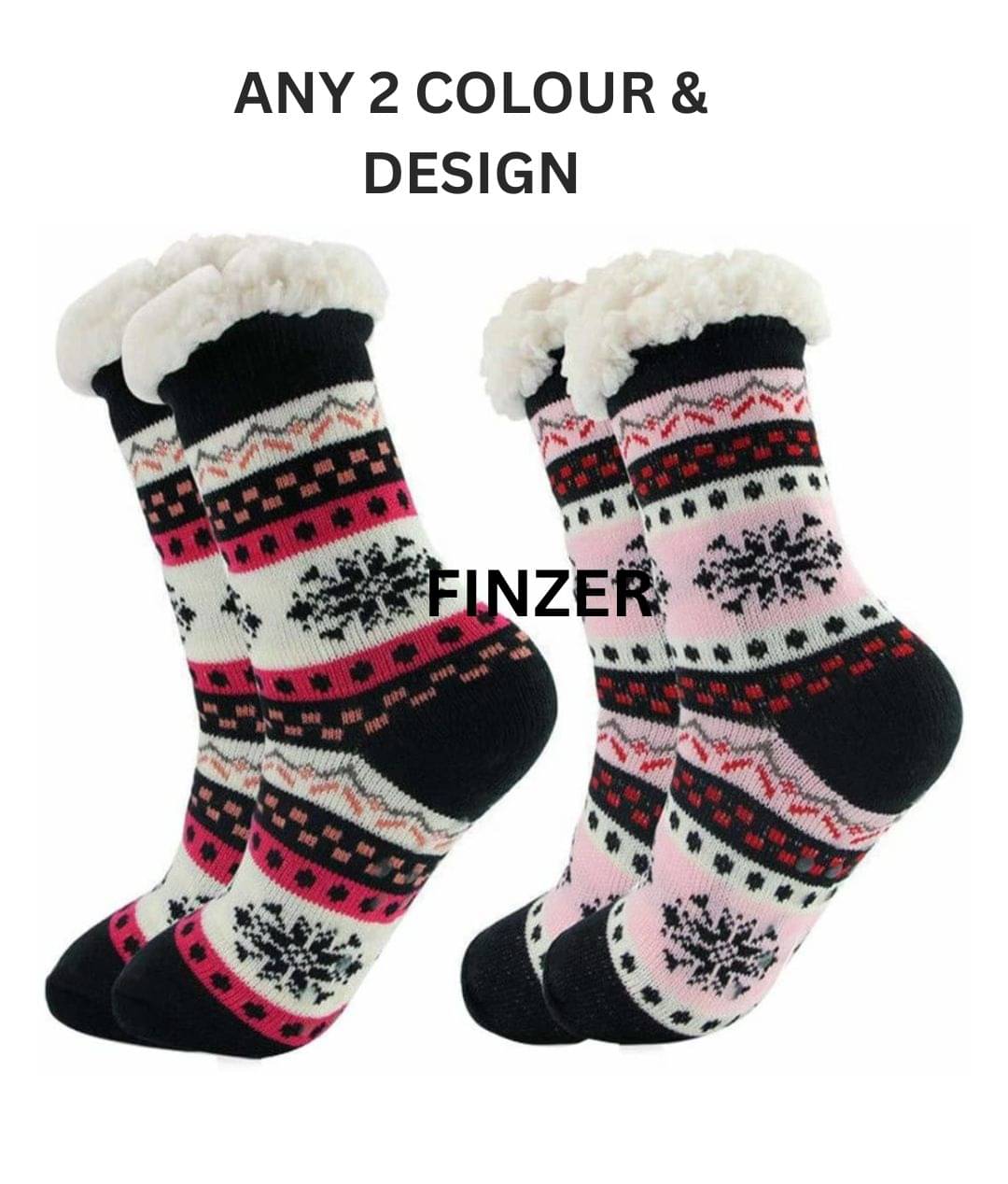 finzer Pack of 2 Women's Woollen Mid Length Socks ( Multicolor )     			finzer Pack of 2 Women's Woollen Mid Length Socks ( Multicolor )