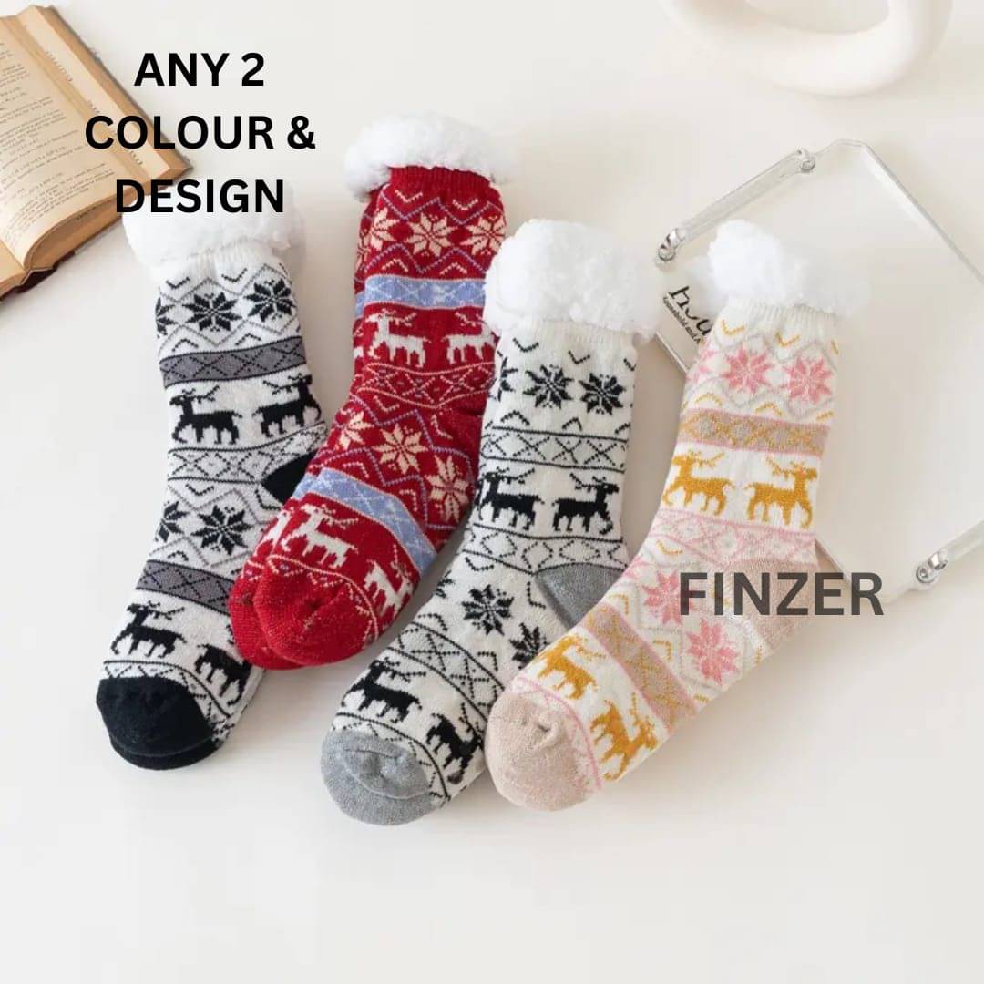 finzer Pack of 2 Women's Woollen Mid Length Socks ( Multicolor )     			finzer Pack of 2 Women's Woollen Mid Length Socks ( Multicolor )