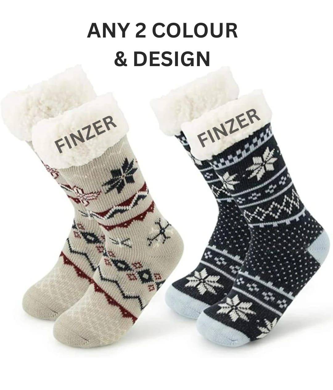 finzer Pack of 2 Women's Woollen Mid Length Socks ( Multicolor ) finzer Pack of 2 Women's Woollen Mid Length Socks ( Multicolor )