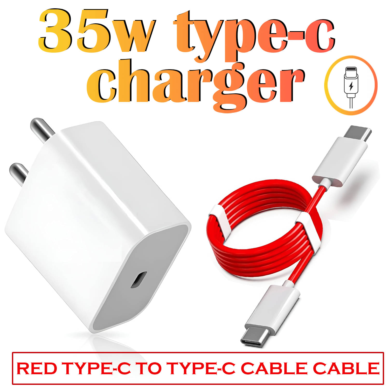     			"35W Type-C Fast Charger with Type-C to Type-C Cable | Quick Charge Adapter for Smartphones, Tablets & Devices | Compact, Portable, Safe Charging with Overheat & Overcharge Protection"
