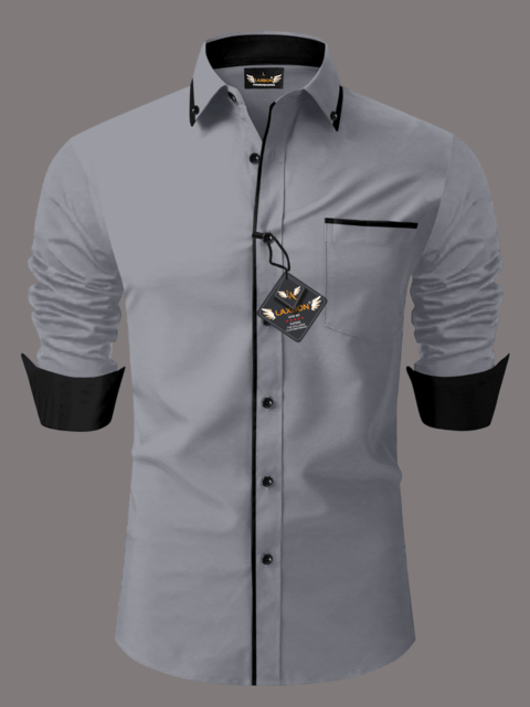     			AITAVIK OVERSEAS Poly Cotton Regular Fit Solids Full Sleeves Men's Casual Shirt - Grey ( Pack of 1 )