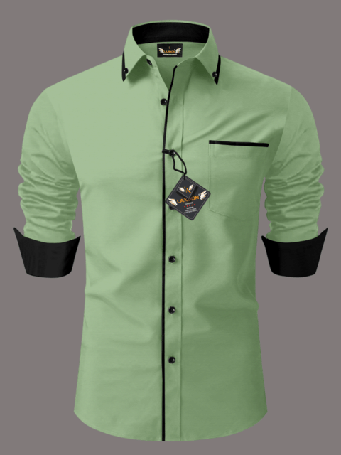     			AITAVIK OVERSEAS Poly Cotton Regular Fit Solids Full Sleeves Men's Casual Shirt - Mint Green ( Pack of 1 )