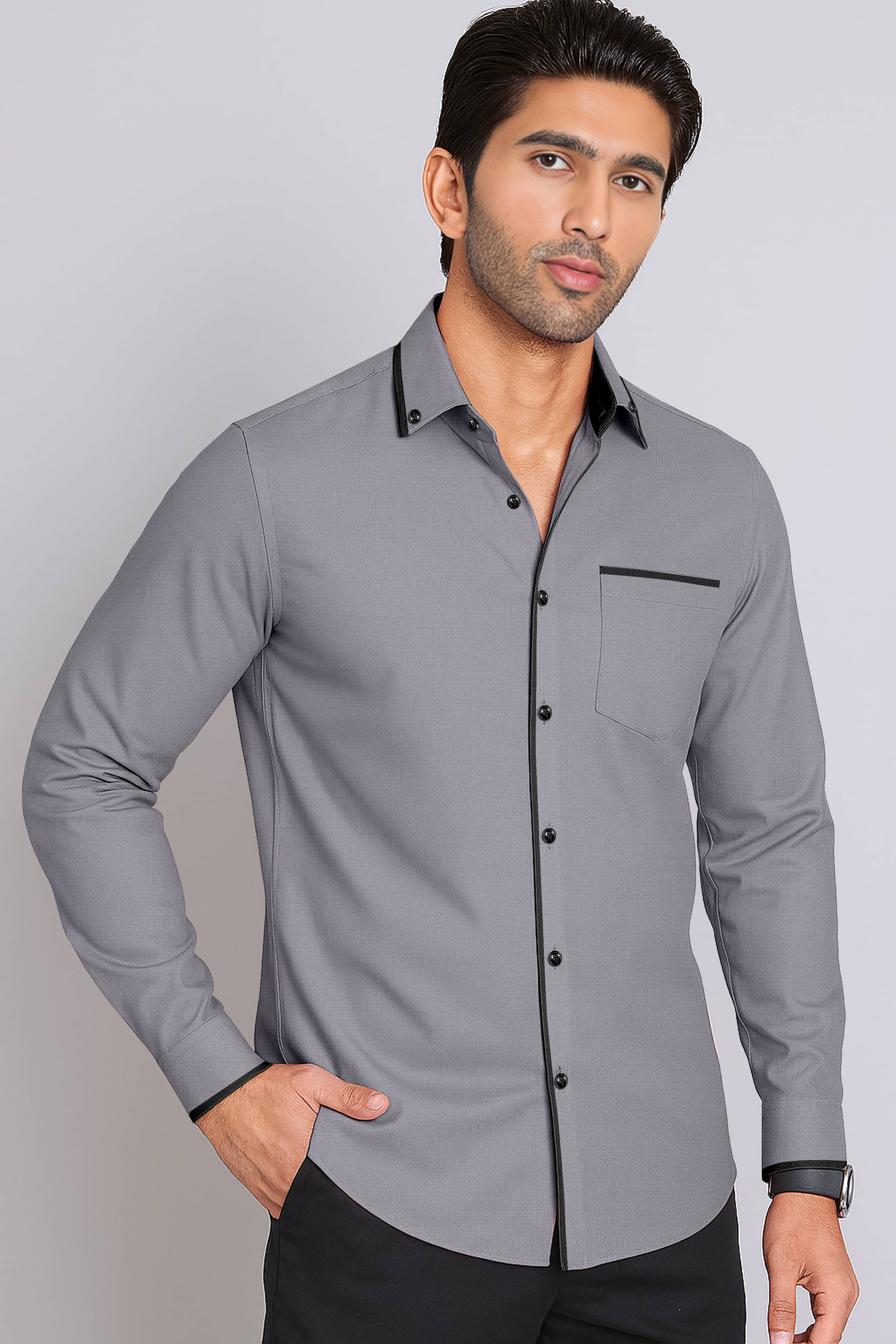     			AITAVIK OVERSEAS Poly Cotton Regular Fit Solids Full Sleeves Men's Casual Shirt - Grey ( Pack of 1 )