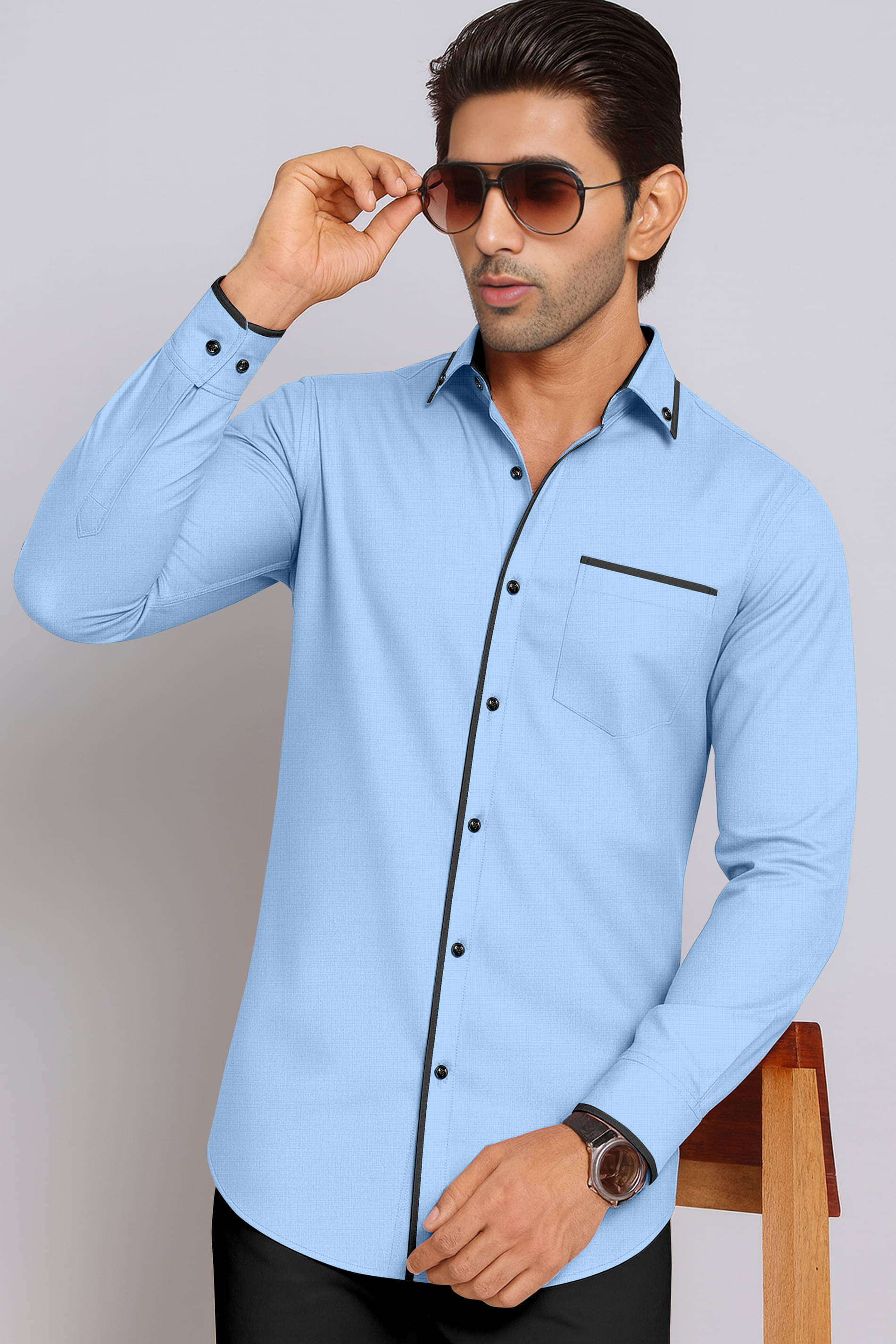     			AITAVIK OVERSEAS Poly Cotton Regular Fit Solids Full Sleeves Men's Casual Shirt - Aqua Blue ( Pack of 1 )