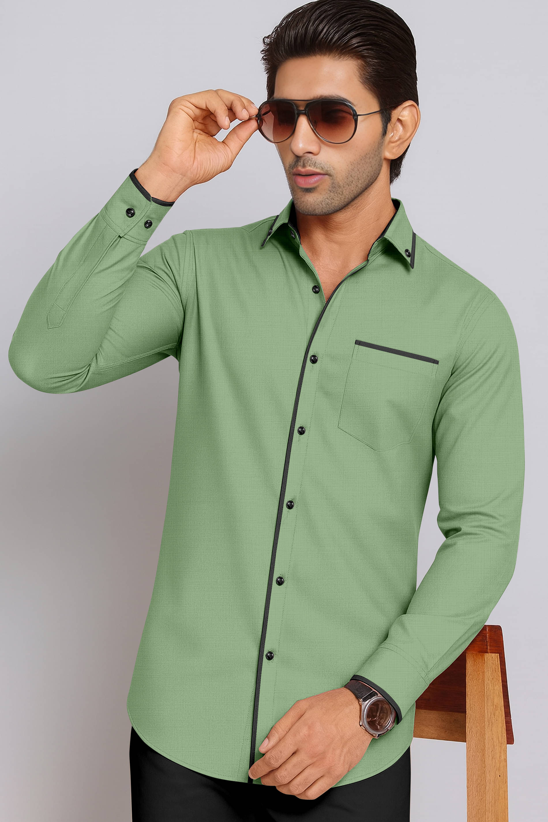     			AITAVIK OVERSEAS Poly Cotton Regular Fit Solids Full Sleeves Men's Casual Shirt - Mint Green ( Pack of 1 )