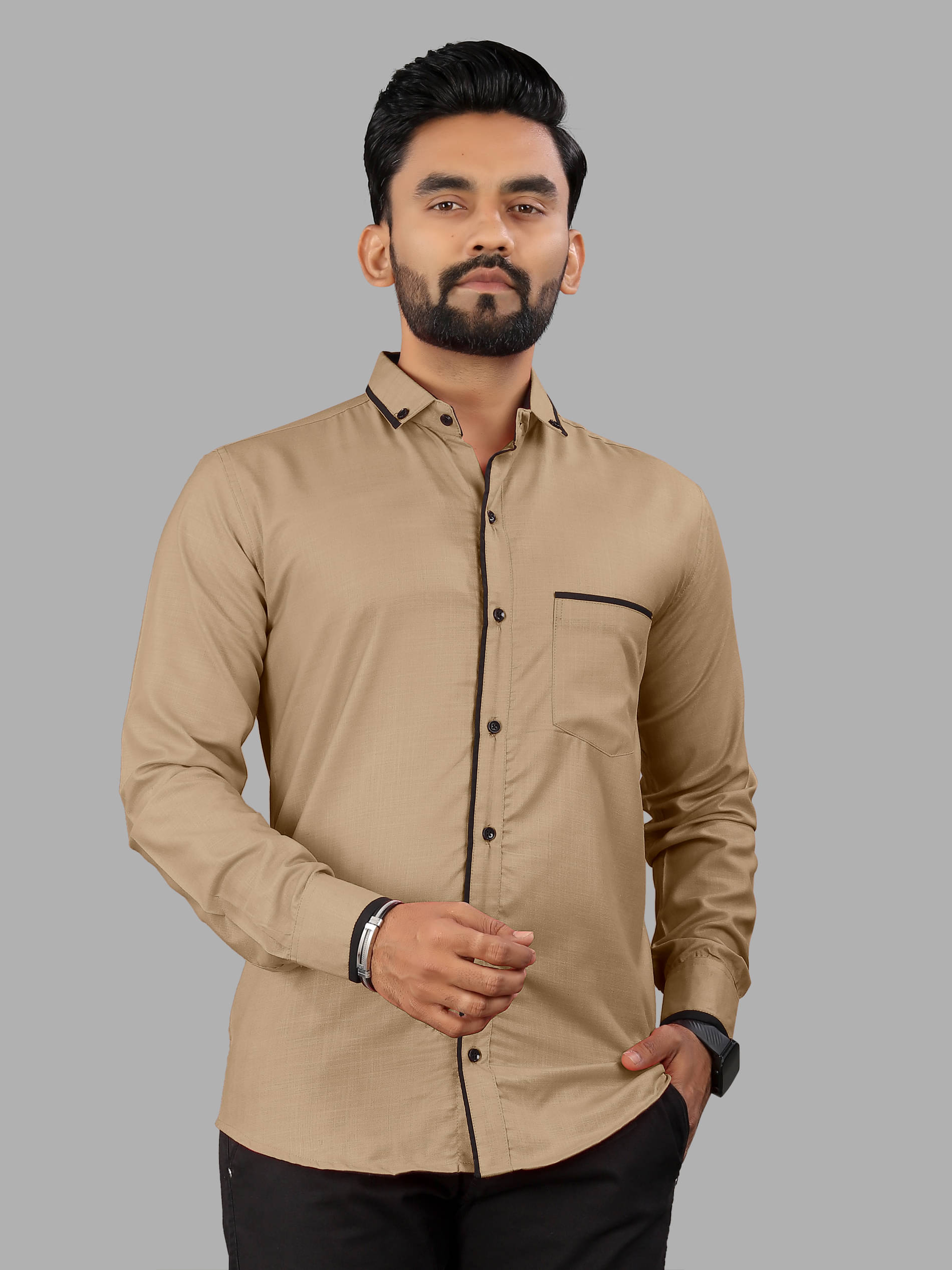 AITAVIK OVERSEAS Poly Cotton Regular Fit Solids Full Sleeves Men's Casual Shirt - Beige ( Pack of 1 ) AITAVIK OVERSEAS Poly Cotton Regular Fit Solids Full Sleeves Men's Casual Shirt - Beige ( Pack of 1 )
