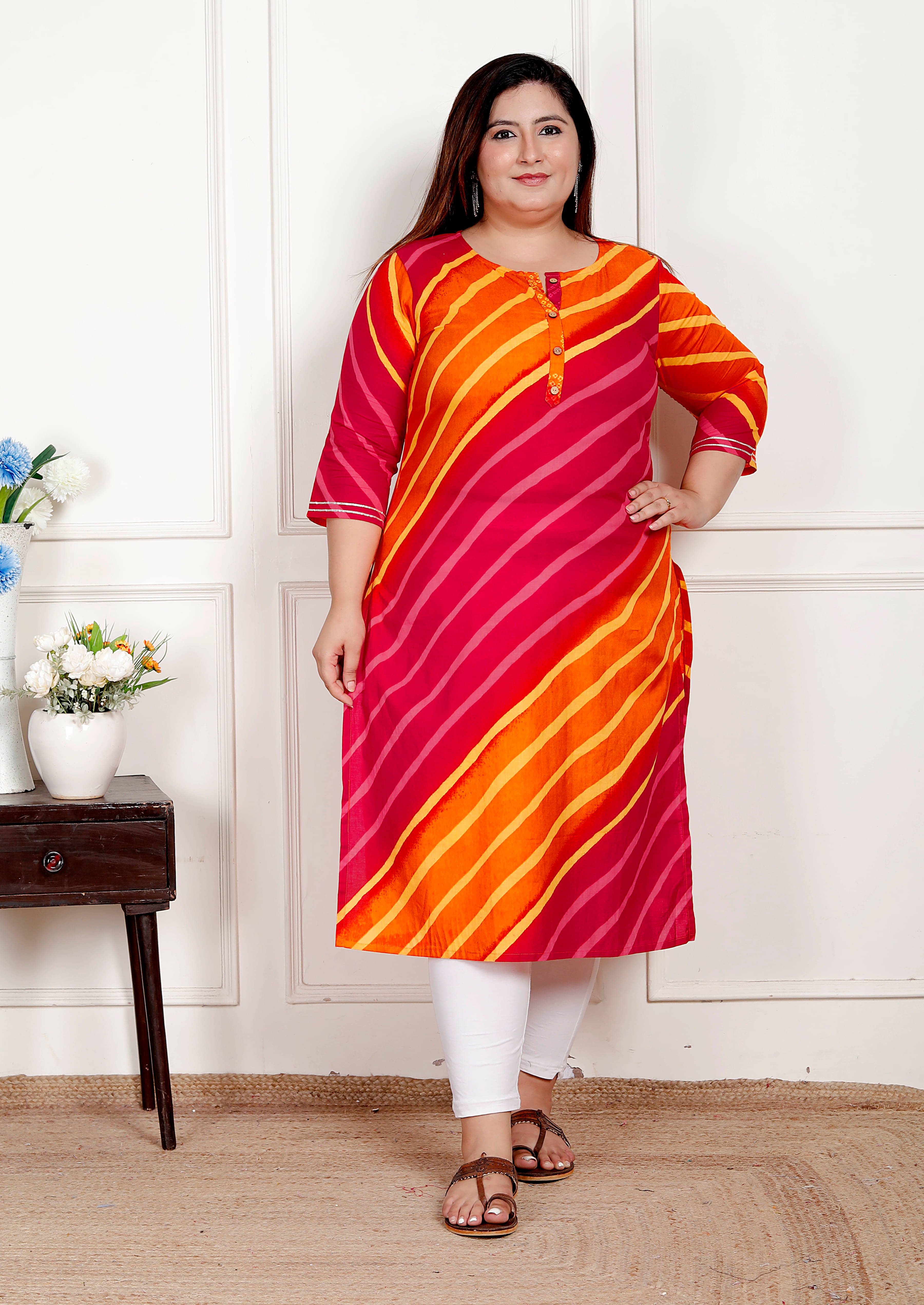    			AKRITIK Women Cotton Printed Straight Kurti ( Orange )