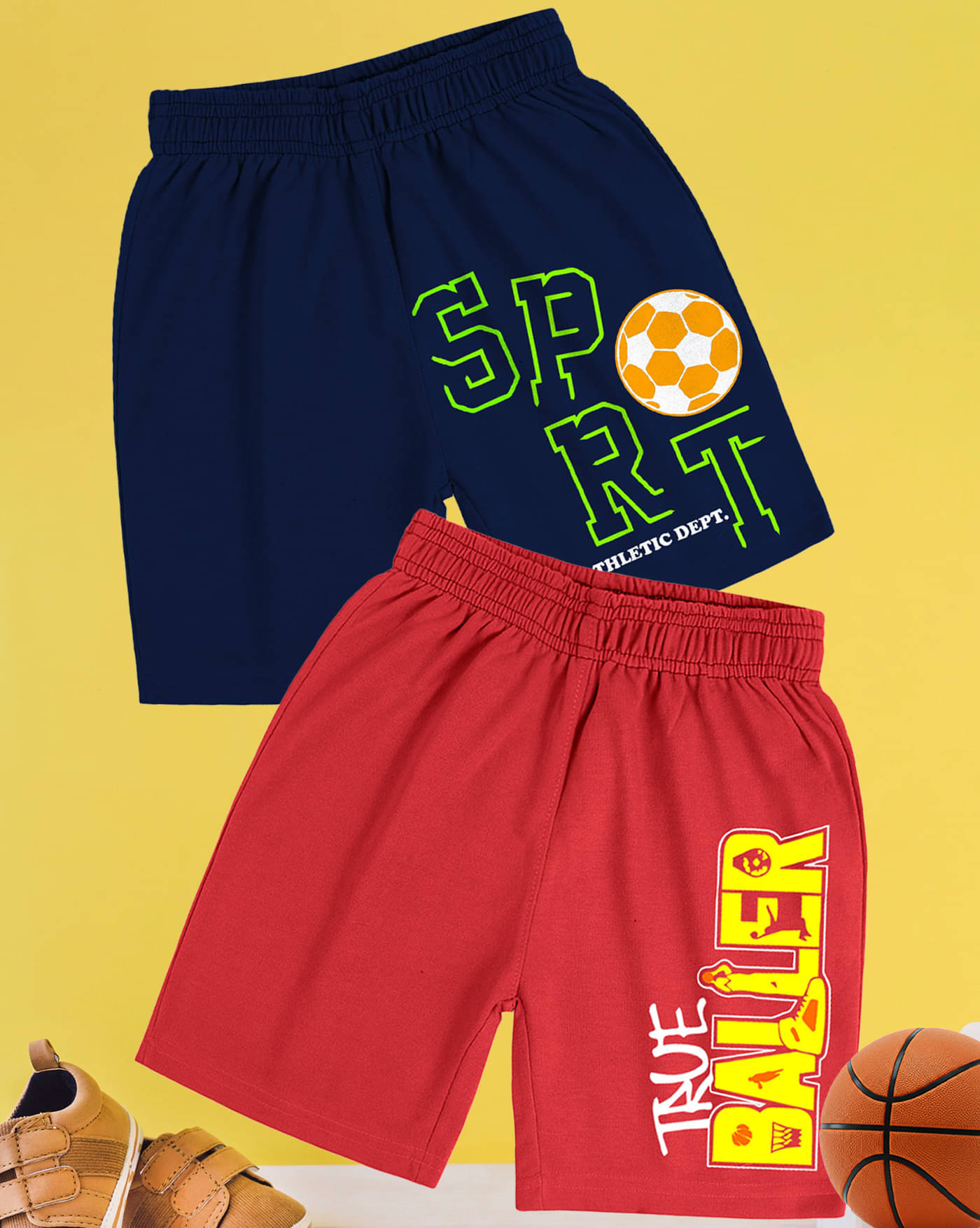    			AUSK Pack of 2 Cotton Blend Shorts For Boys ( Navy Blue )