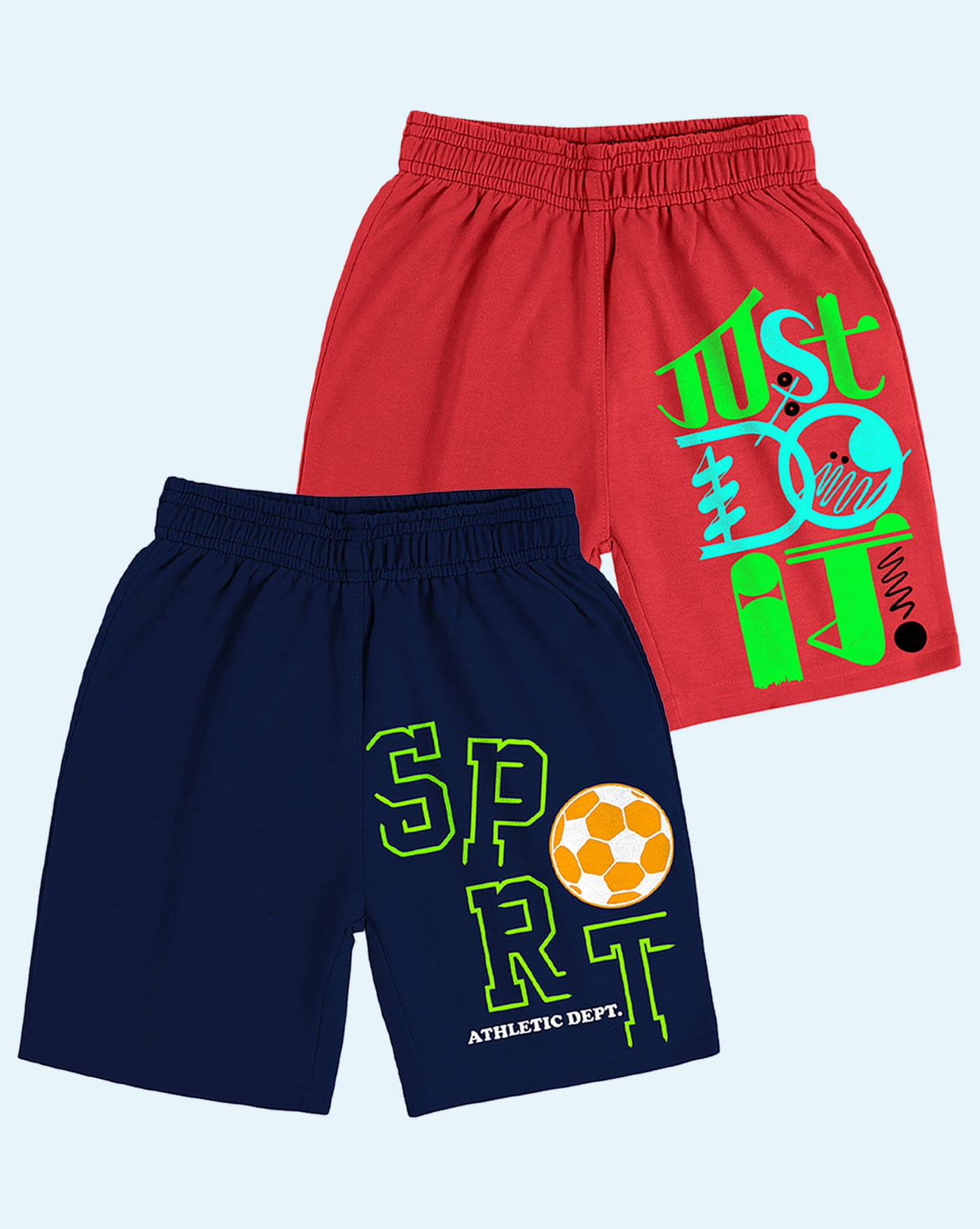     			AUSK Pack of 2 Cotton Blend Shorts For Boys ( Navy Blue )