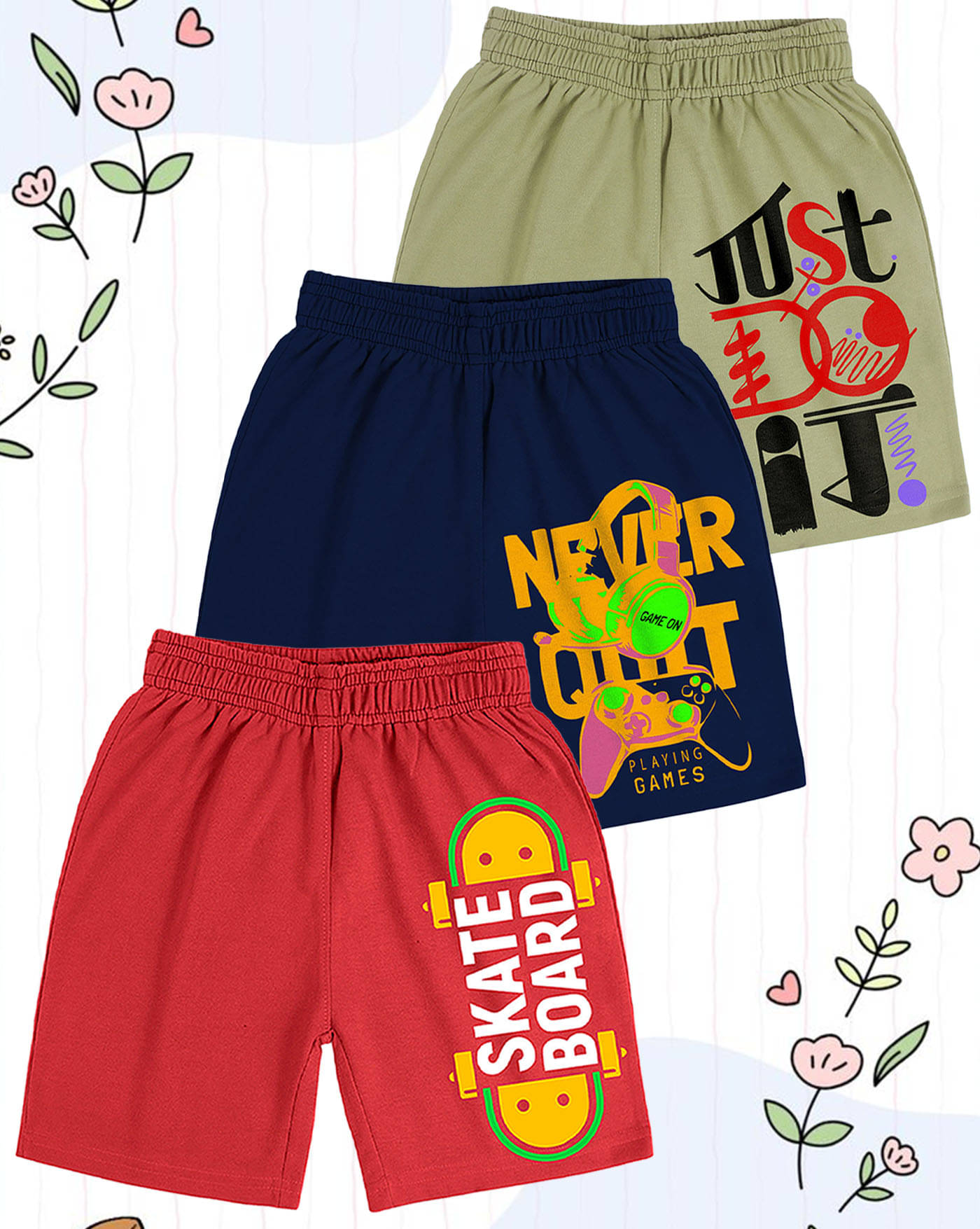     			AUSK Pack of 3 Cotton Blend Shorts For Boys ( Navy Blue )