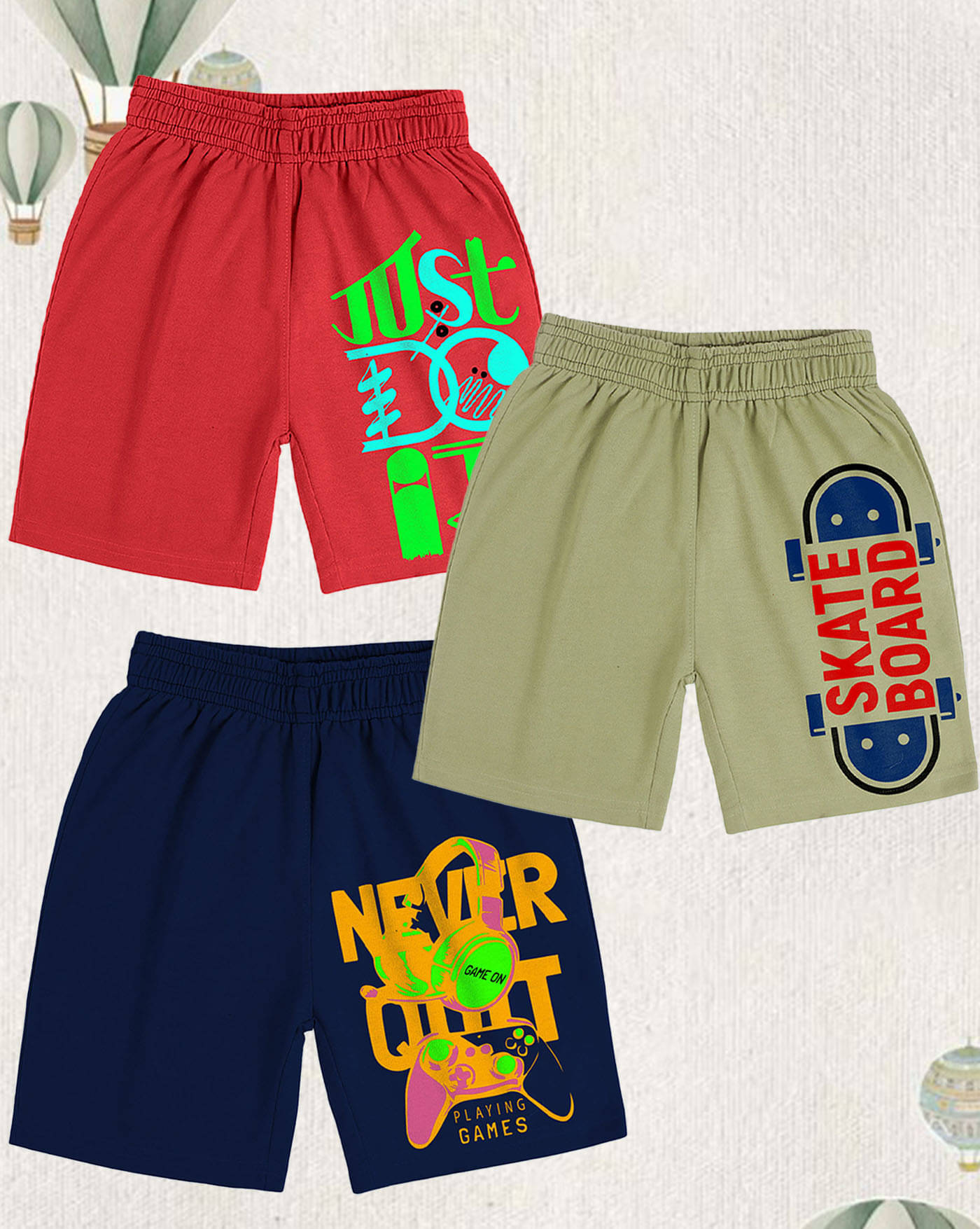     			AUSK Pack of 3 Cotton Blend Shorts For Boys ( Navy Blue )