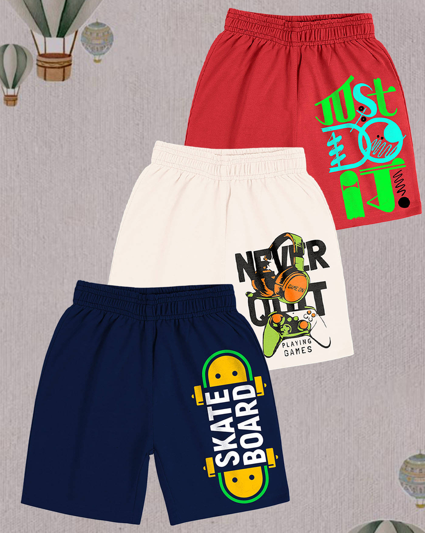     			AUSK Pack of 3 Cotton Blend Shorts For Boys ( Navy Blue )