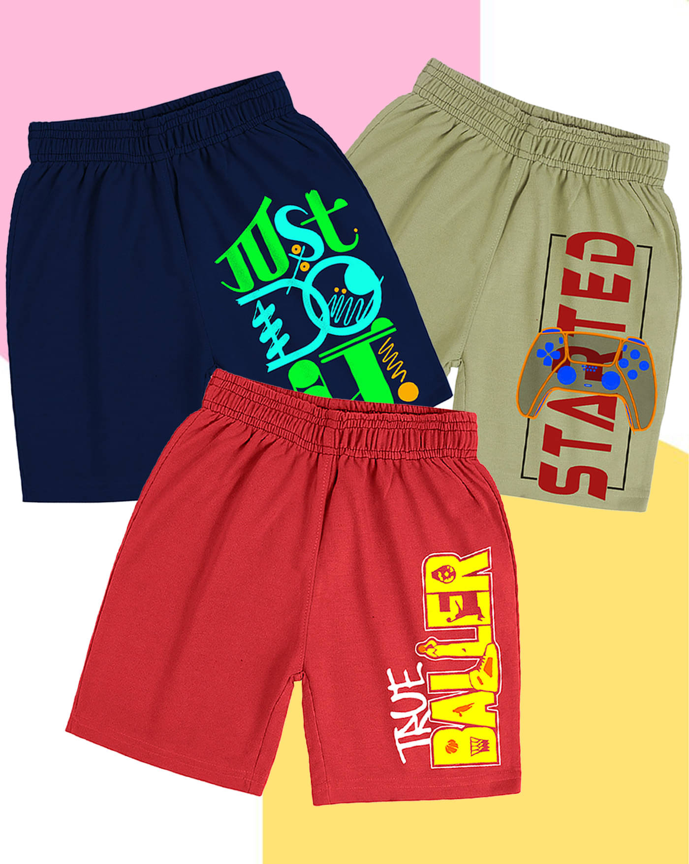     			AUSK Pack of 3 Cotton Blend Shorts For Boys ( Navy Blue )