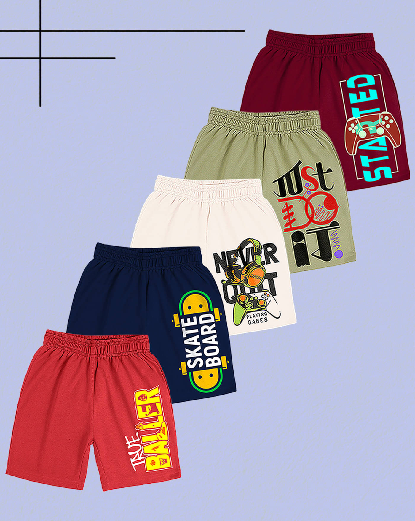     			AUSK Pack of 5 Cotton Blend Shorts For Boys ( Navy Blue )