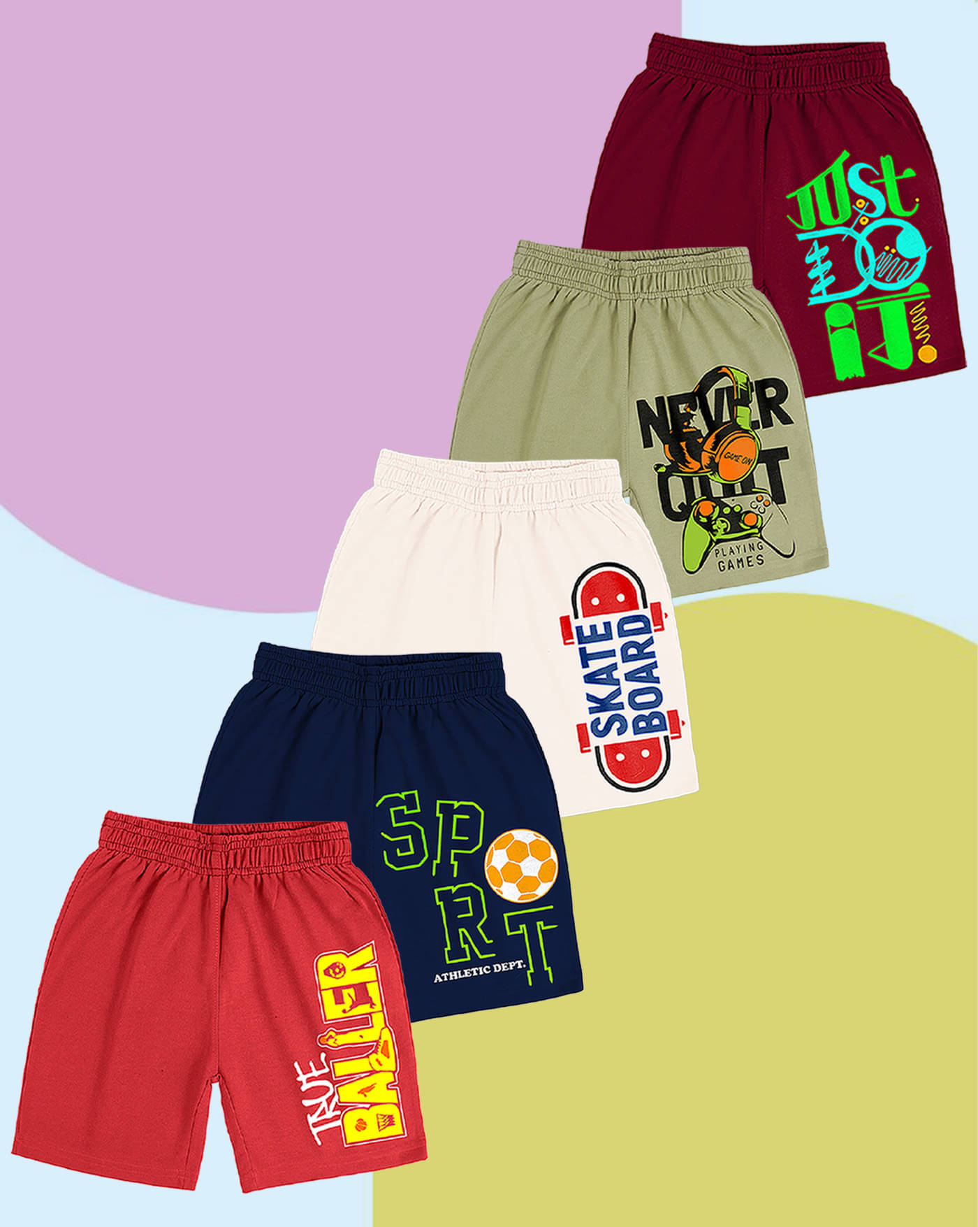     			AUSK Pack of 5 Cotton Blend Shorts For Boys ( Navy Blue )