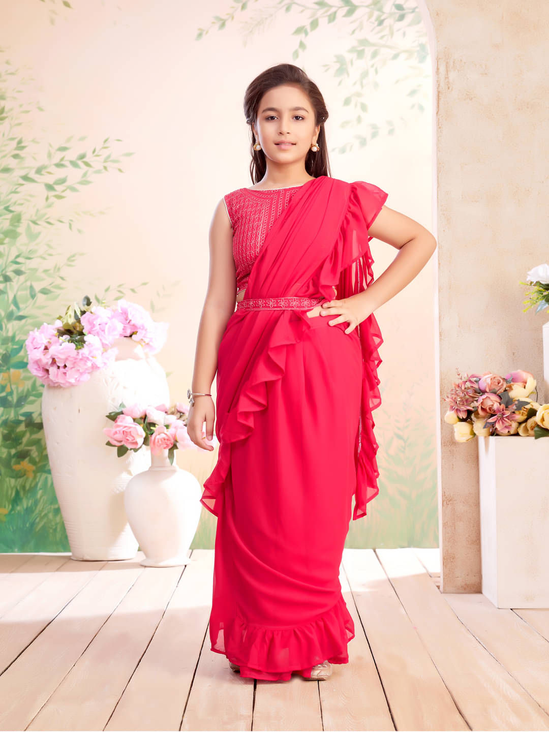     			Aarika Georgette Lehenga Choli Set For Girls ( Pack of 1 , Pink )