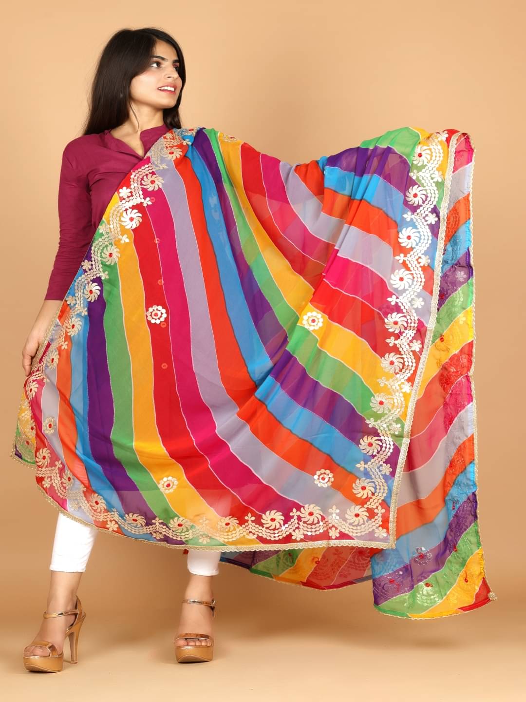 Anjaneya Creations Women Georgette Dupatta ( Multicolor , Pack of 1 ) Anjaneya Creations Women Georgette Dupatta ( Multicolor , Pack of 1 )