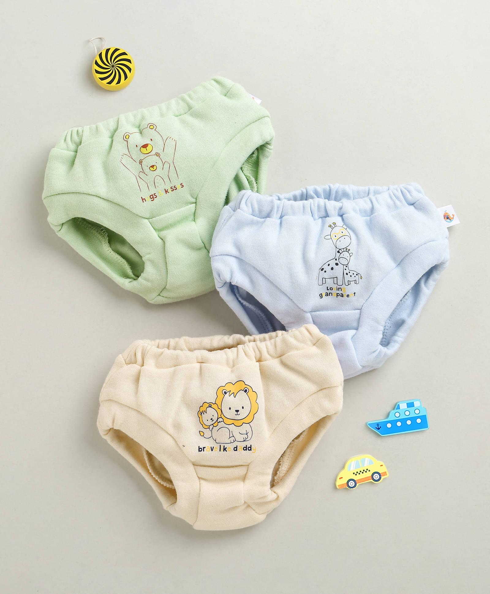 BUMZEE Pack of 3 Cotton Panties For Baby Girls ( Green )     			BUMZEE Pack of 3 Cotton Panties For Baby Girls ( Green )