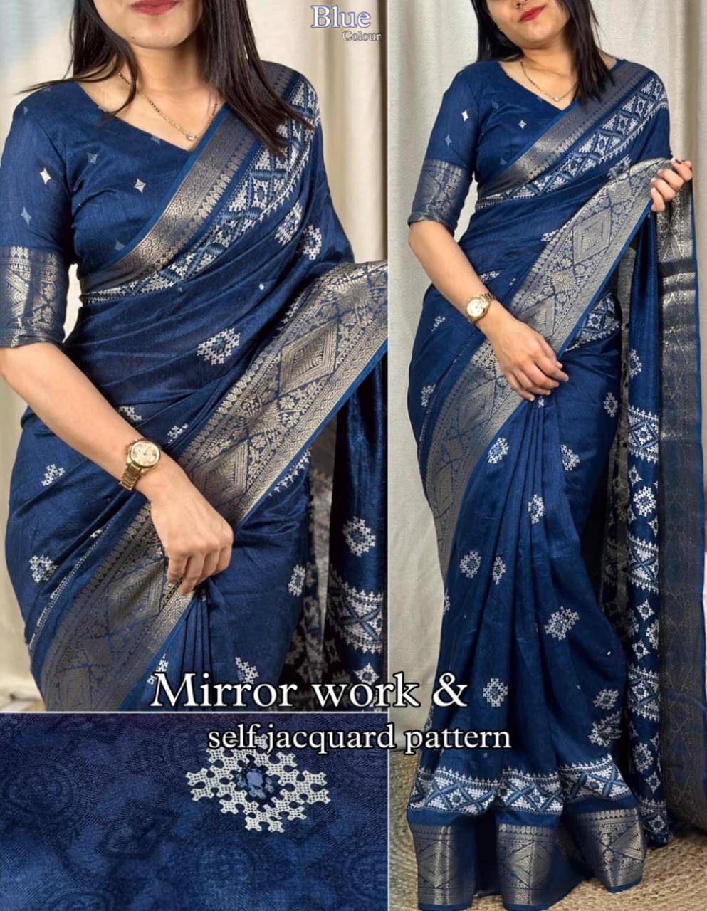     			Bhuwal Fashion Cotton Silk Printed Kanjeevaram Sarees With Unstitched Blouse Piece ( Sky Blue )