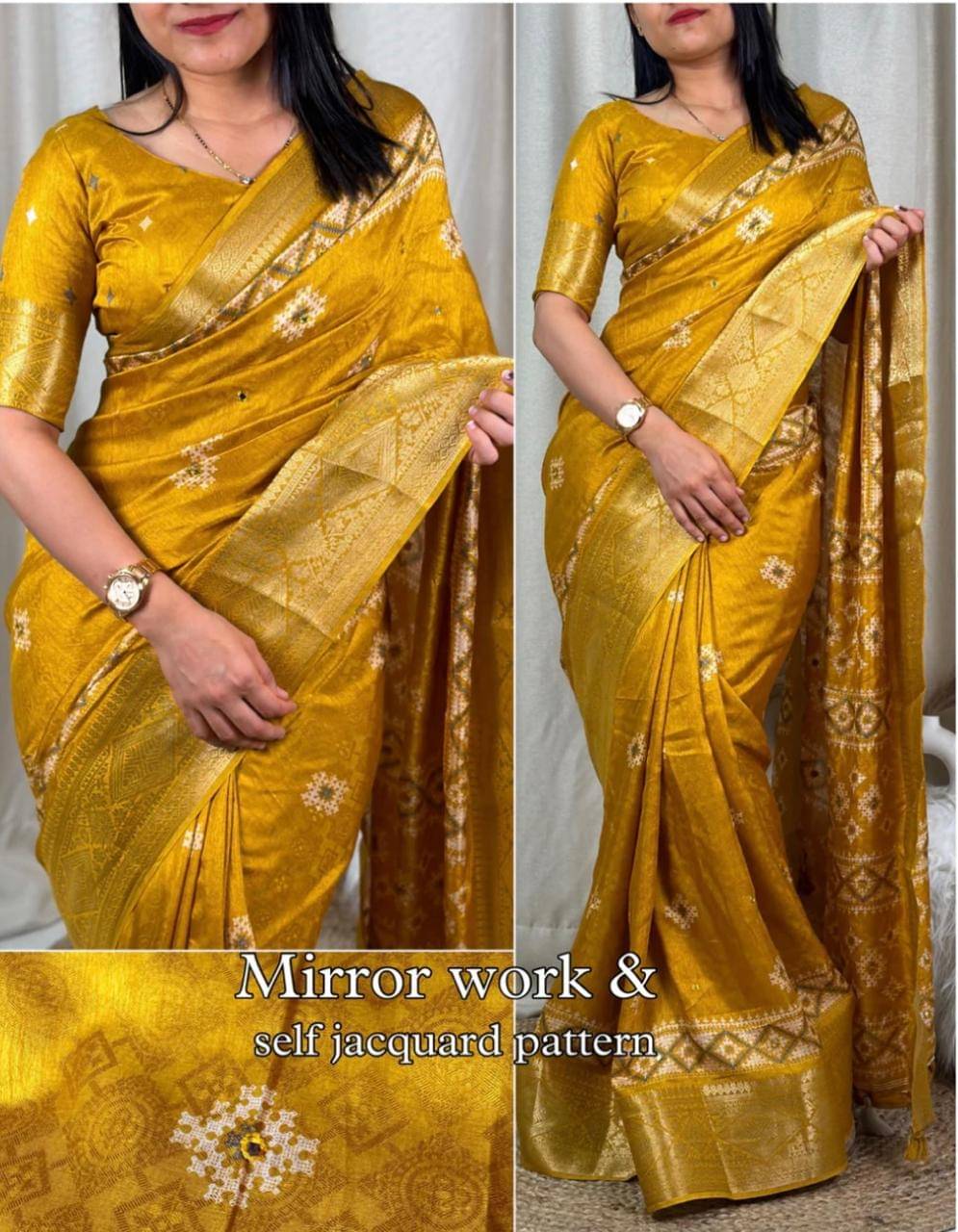    			Bhuwal Fashion Cotton Silk Printed Kanjeevaram Sarees With Unstitched Blouse Piece ( Yellow )