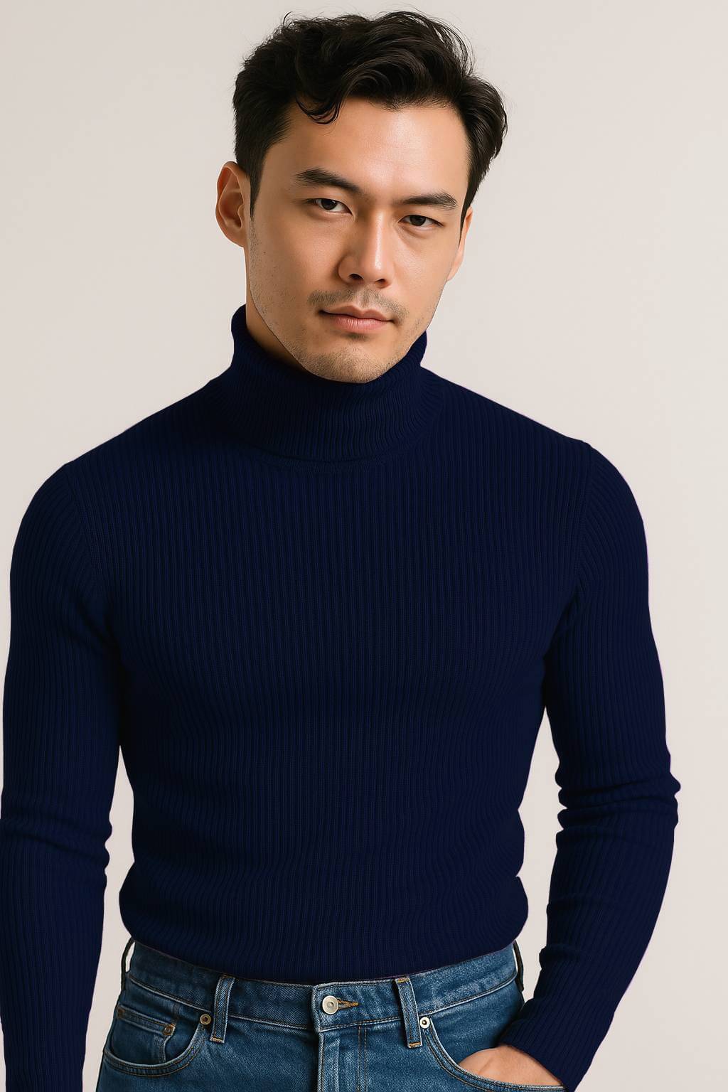 CATBUNNY Woollen High Neck Men's Sweatshirt - Navy ( Pack of 1 ) CATBUNNY Woollen High Neck Men's Sweatshirt - Navy ( Pack of 1 )