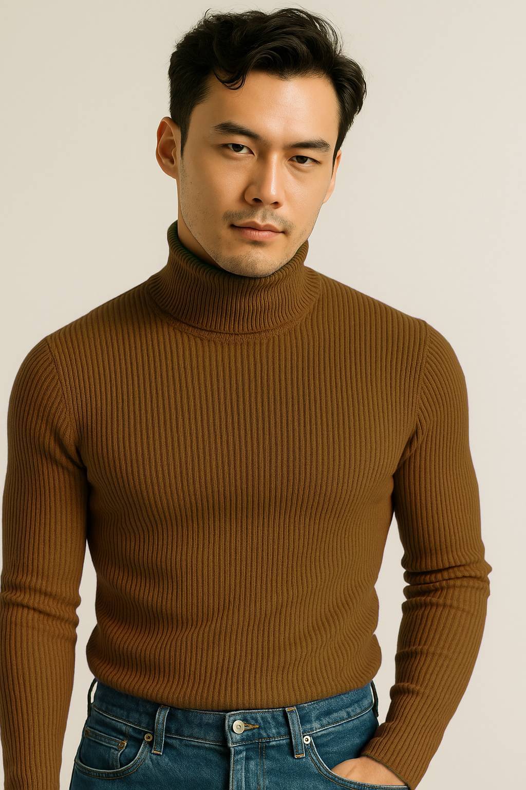 CATBUNNY Woollen High Neck Men's Sweatshirt - Brown ( Pack of 1 ) CATBUNNY Woollen High Neck Men's Sweatshirt - Brown ( Pack of 1 )