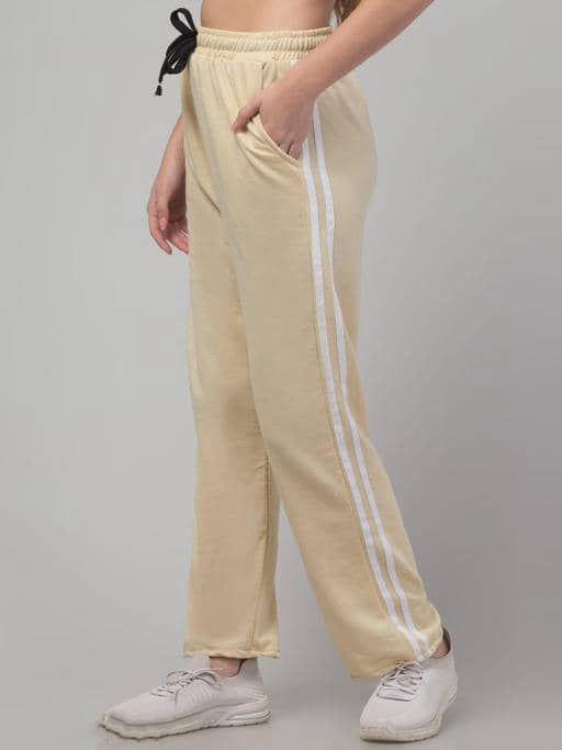 CLOTHINA Women Cotton Blend Casual Trousers ( Beige ) - Trousers | Buy online on ZillyBuy